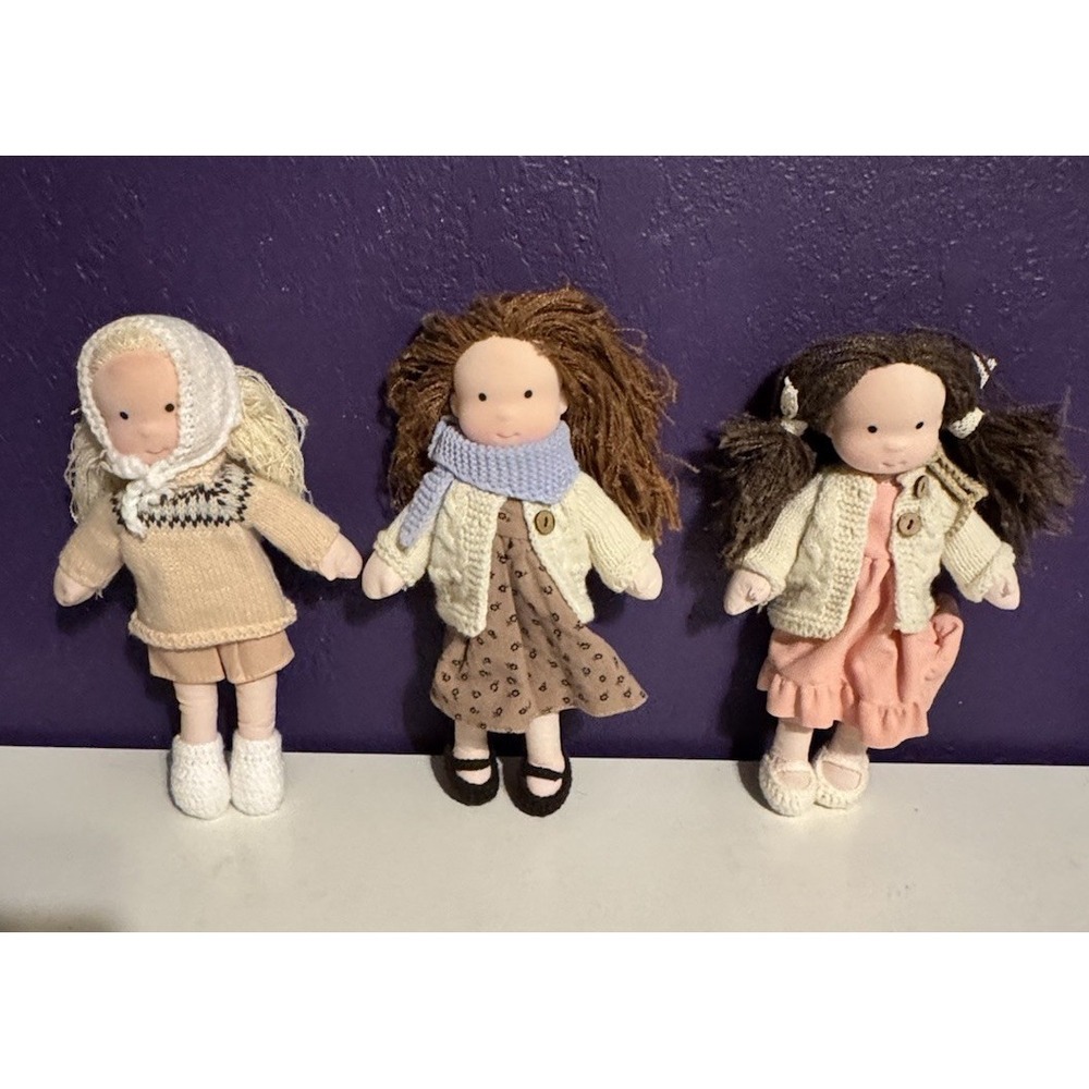 Waldorf Style Handmade Cloth Artist Doll Lot Of Knit 12"
